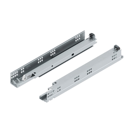 Guida scorrevole 560H3000T Tandem Blum, Tip-On integrato, estrazione totale, lunghezza 300 mm, portata 30 kg, Acciaio finitura Zincato