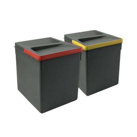 Portarifiuti Recycle Emuca per dispensa cucina, base  450-500-600-700 mm, altezza 266 mm, 2 cesti, Plastica finitura Grigio Antracite