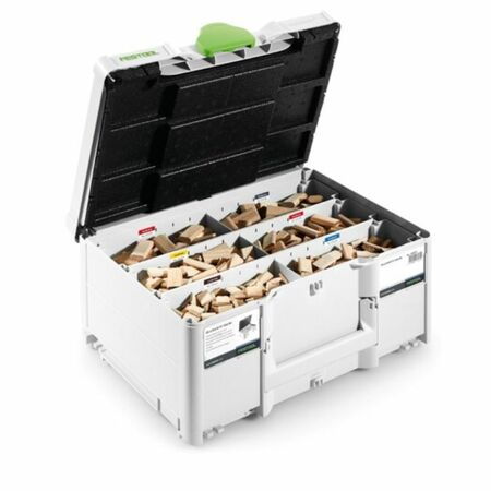 Assortimento Domino 576794 completo di 1060 tasselli in legno faggio assortiti, 5 frese e Systainer