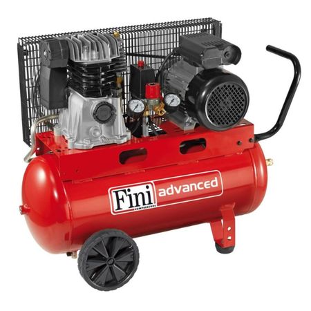 Compressore aria MK103-50-3M Fini, trasmissione a cinghia, lubrificato, 2 manometri, pressione 10 bar, potenza 3 Hp, serbatoio 50 Lt