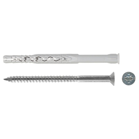 Tassello prolungato SXRL-WZ Is Fischer per fissaggi universali, diametro 8 mm, lunghezza 80 mm, impronta PZ, vite sicurezza TPS, finitura Zincato