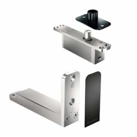 System One FritsJurgens, set per porta a bilico compatto, cerniera inferiore 40 mm, classe G, piastra rettangolare, Inox finitura Nero