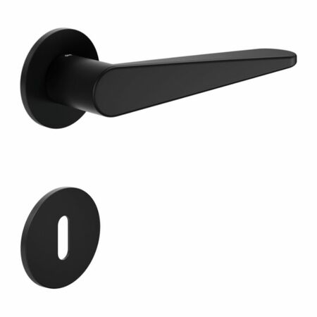 Maniglia Iki DND IK40P per porta, rosetta e bocchetta tonda 50x4 mm foro Patent, Zama finitura Nero