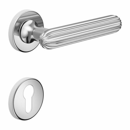Maniglia Zeppelin DND ZP12Y per porta, rosetta e bocchetta tonda 50x7 mm foro Yale, Ottone finitura Cromo Lucido