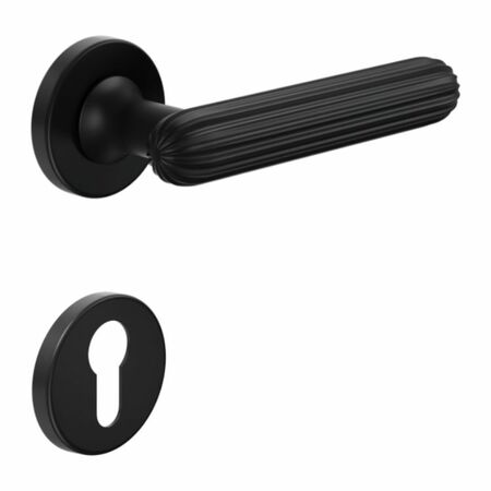 Maniglia Zeppelin DND ZP12Y per porta, rosetta e bocchetta tonda 50x7 mm foro Yale, Ottone finitura Nero Opaco