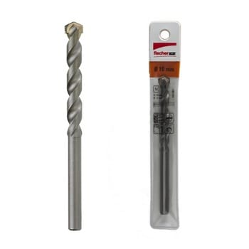 Punta in acciaio per trapano PMN Fischer 12x150 mm, cilindrica D-S a 2 taglienti, per muratura, con punta al carburo