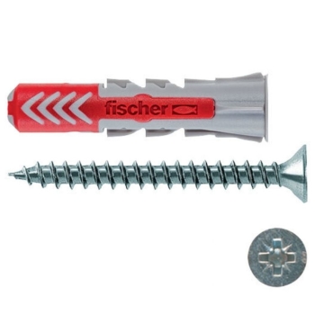 Tassello Duopower S Fischer per materiali da costruzione, diametro 6 mm, lunghezza 30 mm, vite 4,5x40 mm, materiale Nylon
