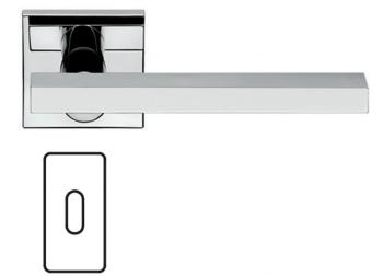 Maniglia per porta Fusital serie JP1 DUEMILA, con rosetta e bocchetta quadrata foro normale, finitura Cromo Lucido