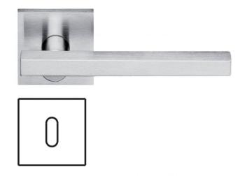 Maniglia per porta Fusital serie JP1 DUEMILA, con rosetta e bocchetta quadrata foro normale, finiura Cromo Satinato