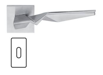 Maniglia per porta Fusital H 356 Serie ZH Duemilacinque, con rosetta e bocchetta rettangolare foro normale, finitura Cromo satinato