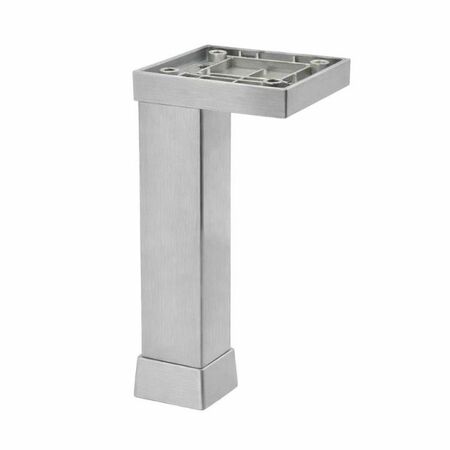 Piedino quadrato P07 per mobile, con flangia in zama per attacco angolo, lato attacco 55 mm, altezza 100 mm, finitura Alluminio