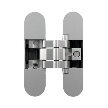 Cerniera a scomparsa AN 141 3D FVZ 14/44 Anselmi per porte filo muro, dimensione 134x32-34 mm, portata 40 Kg, regolabile su 3 assi, Zama finitura Cromo Satinato