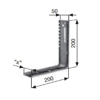 Supporto verticale a telaio tipo Torino Sames per tapparella avvolgibile, modello a squadro, larghezza base 50 mm, finitura Zincata