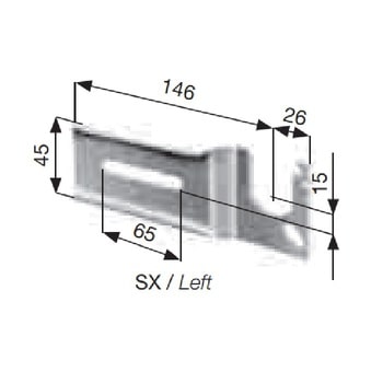 Mensola per supporto a telaio tipo Torino Sames per tapparella avvolgibile, modello con piega 11 mm, lato sinistro, finitura Zincata