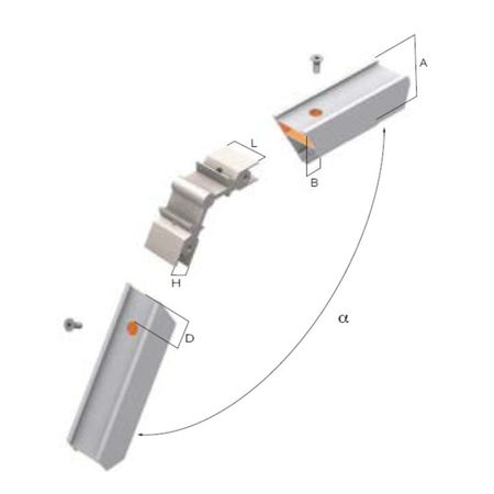 Squadretta angolo variabile 1551 Comunello, larghezza 28,4 mm, altezza 14 mm, materiale Alluminio