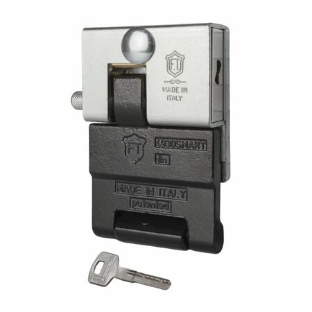 Lucchetto meccanico Smart 4930 per basculanti, completo di piastra, viteria di fissaggio e 3 chiavi, Acciaio cementato e temprato