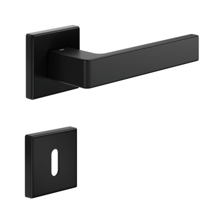 Maniglia Quattro DoorXe per porta, rosetta e bocchetta quadra 50x7 mm foro patent, Zama finitura Nero