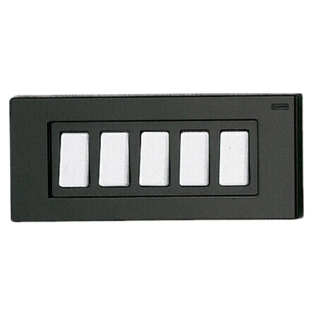 Placca coprinterrutore Tamigi T505 Olivari per interruttore luce da muro, 5 fori, dimensioni 170x75 mm, finitura Nero