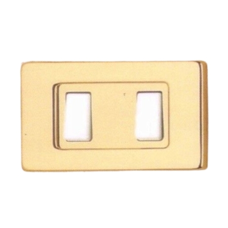 Placca coprinterrutore Danubio T102 Olivari per interruttore luce da muro, 2 fori, dimensioni 123x75 mm, Ottone finitura Lucido Verniciato