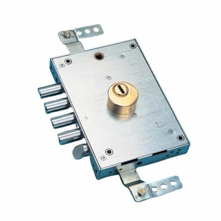Serratura da applicare 1940 Potent per porta blindata, destra, foro yale con protezione cilindro, scrocco e 4 catenacci, interasse 28 mm