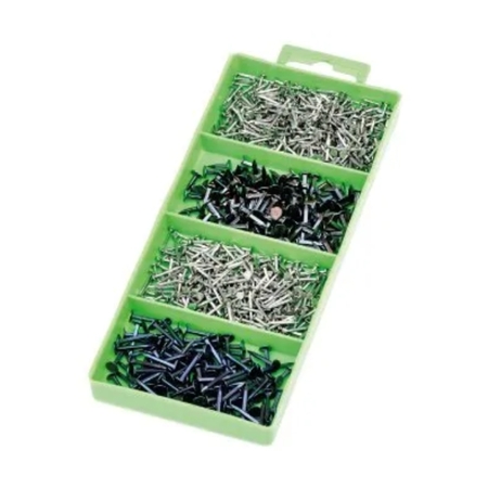 Kit chiodi Sacar Due per tappezzeria e calzature, con semenze gambo quadro 10-12 mm, sellerine 10-16 mm materiale Acciaio