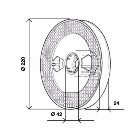 Puleggia Compact Alfa Sames per rullo ottagonale 60 mm, diametro esterno 220 mm, larghezza 24 mm, materiale Plastica