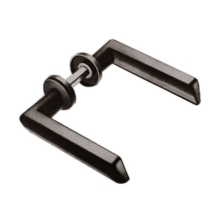 Maniglia Ibiza Savio 730 per porta in ferro spessore 20-45 mm, rosetta tonda diametro 35 mm, quadro 8 mm, Zama finitura Nero