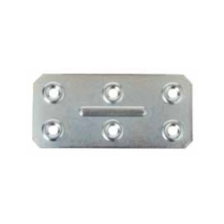 Piastrina diritta 737 Sipa per giunzione, dimensioni 86x40 mm, con 6 fori diametro 5 mm, finitura Zincato