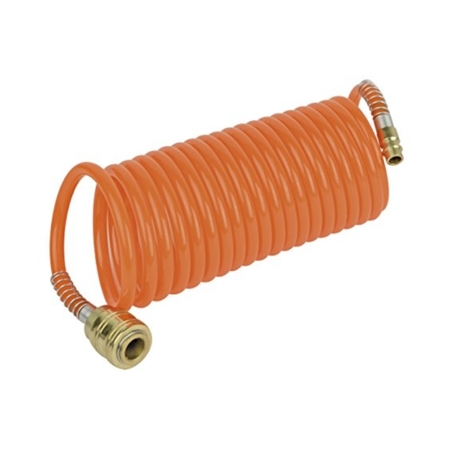 Tubo spiralato RPL Spiralflex per compressore aria, con raccordi a baionetta, diametro interno 6 mm - esterno 8 mm, lunghezza 10 mt