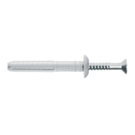Tassello prolungato BD 01 Tecfi per materiali forati, con vite TPS 4x40 mm, diametro 6 mm, lunghezza 40 mm, Nylon finitura Bianco