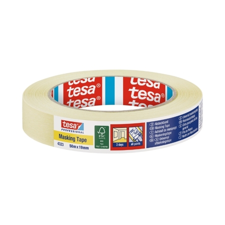 Nastro carta adesivo semicrespato 4323 Tesa per mascheratura universale, larghezza 25 mm, rotolo 50 mt