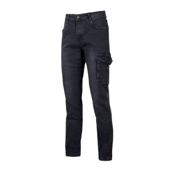 Jeans cargo U Power Tommy da lavoro, elasticizzato con tasconi laterali, cotone riciclato, taglia 32, colore Guado Jeans