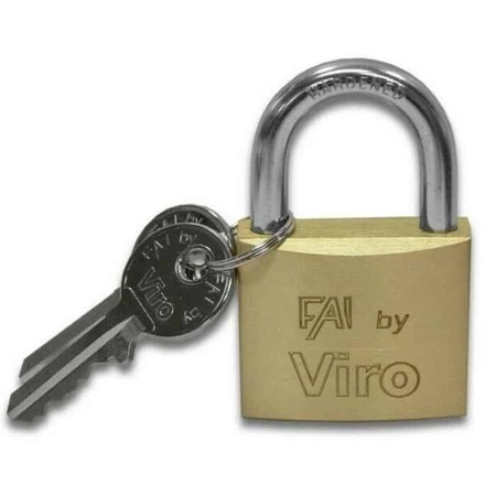 Lucchetto rettangolari 553 Fai by Viro, arco standard, chiave KA, dimensioni 30x28x13 mm, diametro arco 5 mm, Acciaio e Ottone