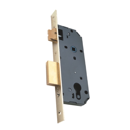 Serratura da infilare 7435 Viro per porta, bordo quadro, foro yale, entrata 60 mm, interasse 85 mm, Acciaio finitura Ottonato