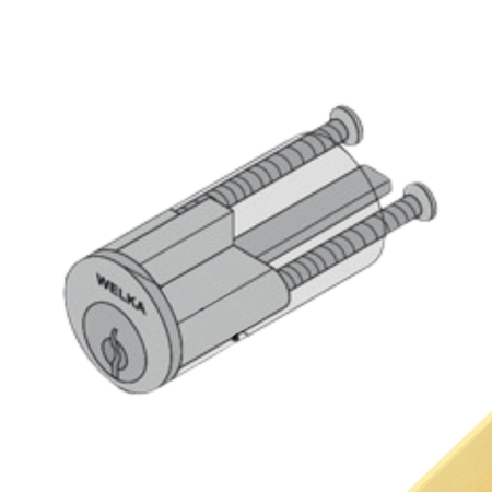 Cilindro fisso Welka per ferroglietto da applicare 6 mandate, diametro 25 mm, lunghezza 50 mm, materiale Ottone