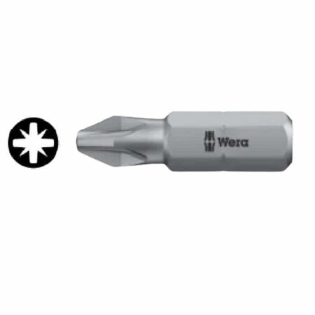 Inserto a croce 855/1 Z Wera, con codolo esagonale da 1/4, per vite Pozidrive 1, lunghezza lama 25 mm