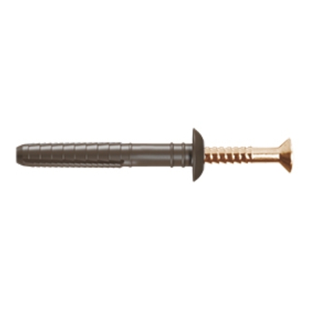 Tassello prolungato BD 05 Tecfi per materiali forati, con vite Inox TPS 4x30 mm, diametro 6 mm, lunghezza 30 mm, Nylon finitura Marrone Cioccolata
