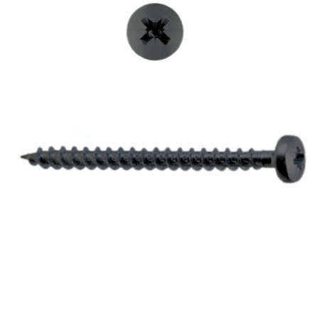 Vite TC 05062 Ambrovit per legno, impronta croce PZ, filetto totale, dimensioni 4x16 mm, Acciaio finitura Zincato Nero