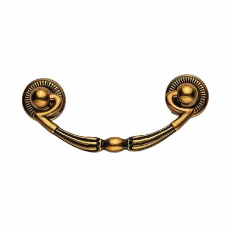 Maniglia stile Decorativo Roberto Marella per mobile, interasse 64 mm, dimensione 84x35 mm, Zama finitura Oro Valenza