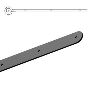 Bandella dritta serie tonda liscia R1, lunghezza 300 mm, altezza 35 mm, spessore 4 mm, occhio centrale diametro 12 mm, finitura Verniciato Nero