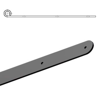 Bandella dritta diametro 12 mm, serie tonda liscia R1, occhio laterale, lunghezza 300 mm, altezza 35 mm, spessore 4 mm, finitura Verniciato Nero
