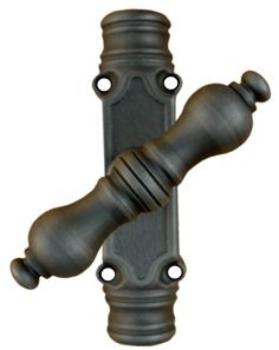 Cremonese per aste esterne in ferro Galbusera art 2504, kit maniglia 127 Ø 5 mm, maniglia con estremità rigonfie, finitura Nero Antico