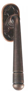 Maniglia in ferro per finestra Galbusera serie Berna martellina DK, finitura Nero Antico