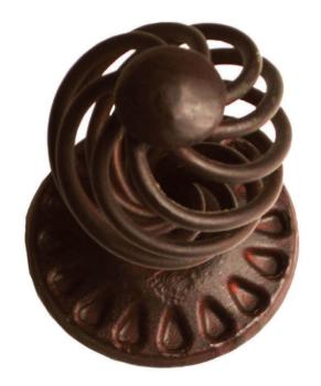 Pomolo fisso in Ferro per porta ingresso Galbusera, diametro 80 mm, pomello in Ferro battuto decorato, finitura Nero Antico