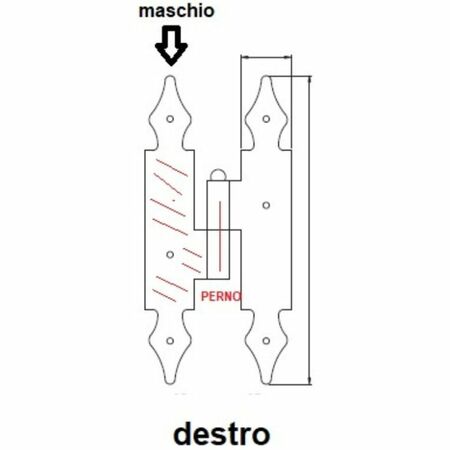 Mezzo squadro Ghidini per persiana, destro, lancia liscia, altezza 250 mm, Acciaio finitura Nero