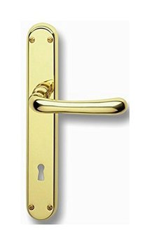 Maniglia per porta interna, Ghidini serie Monica, con placca, per chiave foro Patent, 70 mm, in Ottone, finitura Graffiato Verniciato