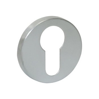 Bocchetta tonda Ghidini per maniglia, foro Yale, diametro 50x7 mm, Ottone finitura Cromo Satinato