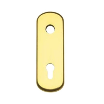 Placca Ghibli Ghidini per portoncino blindato, foro yale interasse 85 mm, dimensione 61x179 mm, Alluminio finitura Oro Lucido Ghi.co