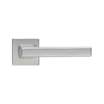 Maniglia Archimede Ghidini per porta interna, rosetta e bocchetta quadra foro Patent, quadro 8 mm, Alluminio finitura Argento F1