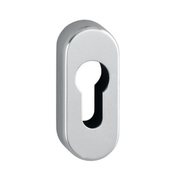 Bocchetta di sicurezza 706 BY Reguitti per porta, ovale foro Yale, dimensioni 29x68x10 mm, finitura Satinato Cromato